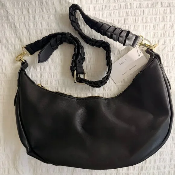 NWT Jules Kae shoulder/crossbody/hobo bag in black vegan leather - Picture 3 of 12